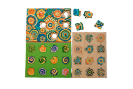 Set van 3 houten puzzels, thema 'mandala'