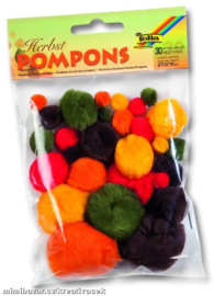 Pompons, in herfst kleuren