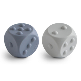 Mushie siliconen dobbelstenen blauw/grijs