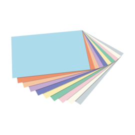 Dik engels karton 300 gr. 50 x 70 cm 100 vel 10 pastelkleuren ass.
