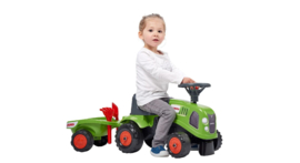 Falk Claas looptractor met aanhanger en acc.