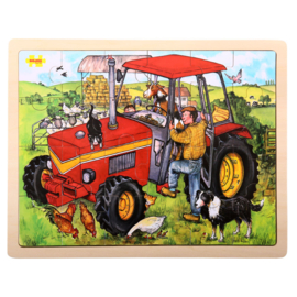 Houten puzzel Tractor, 24 stukjes