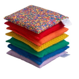 Sensorische pittenzakjes - Regenboog en confetti