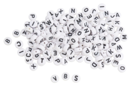 Kralenmix met letters, wit