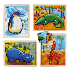 Kleuren puzzelset dieren, 4 stuks