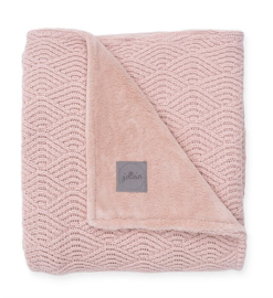 Deken 75x100cm river knit pale pink/coral fleece