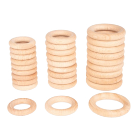 Tickit natuurlijke houten ringen, set van 10