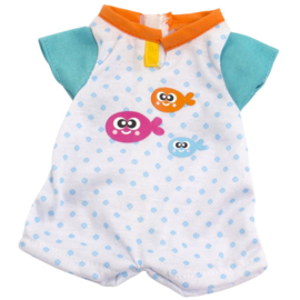 Poppen pyjama blauw-wit met visjes, 32 cm