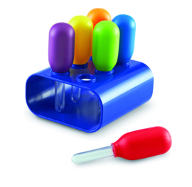 Reuze pipetten in een standaard, 6 stuks, Learning Resources