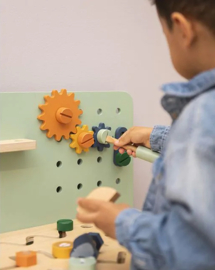 Houten werkbank mintgroen
