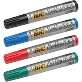 BiC Permanent marker zwart, rood, groen of blauw 12 stuks