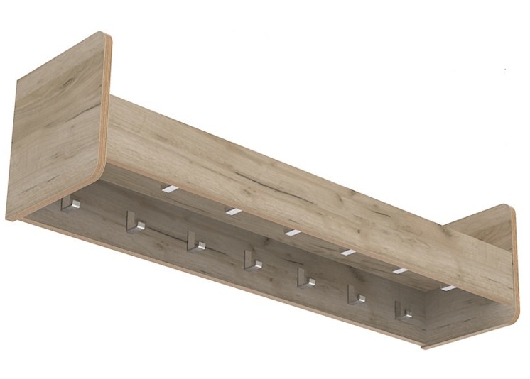Kapstok legplank 120cm 12 haken