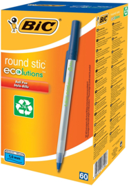 Balpen BiC Ecolutions Round Stic blauw, 60 stuks