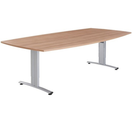 Basic vergadertafel tonvorm 200 x 80/100 cm, instelbaar 62-86 cm.