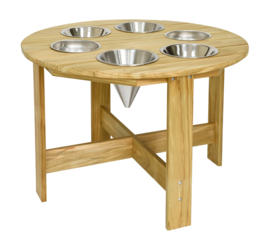 # Ronde outdoor zand-speeltafel gemaakt van dennenhout