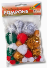 Pompons, in kerst kleuren