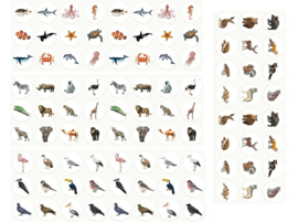 Thema stickers dieren,  4x 1400 stickers