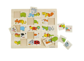 Houten combipuzzel dieren