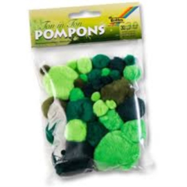Pompons, groene kleuren