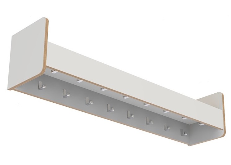 Kapstok legplank 140cm 16 haken
