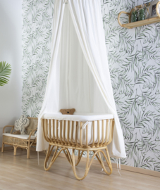 # Rattan wieg, inclusief matras en Jersey hoes ecru
