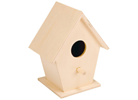 Houten vogelhuisjes om te decoreren