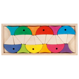 Puzzel en bouwblokkenset, 6 gekleurde vissen