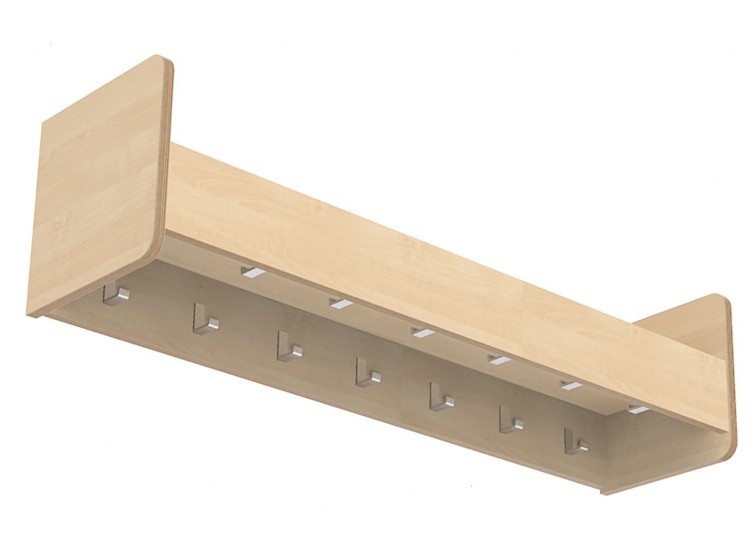Kapstok legplank 120cm 12 haken