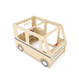 Houten camper met luifel