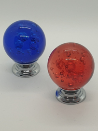 Glazen bol bubbel rood en blauw