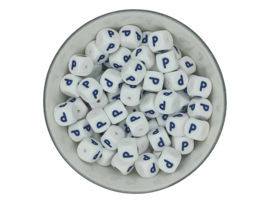 Wit blauw alfabet kralen 12mm