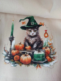 Katoenen tas met Halloween poes