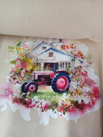 Katoenen tas met roze tractor