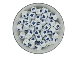 Wit blauw alfabet kralen 12mm