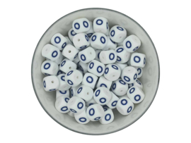 Wit blauw alfabet kralen 12mm