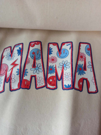 Katoenen tas met tekst mama retrostyl
