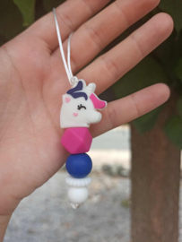 jaszipper unicorn hoofd wit roze blauw