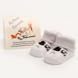 Babysokjes La Petite Couronne zwart met grijs