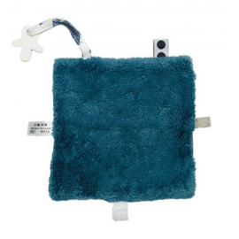 Wenskaart met knuffeldoekje Snoozebaby blauw