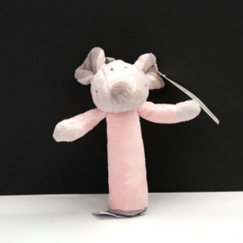 Knuffelrammelaar Teddykompaniet Floppys roze muis