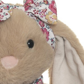 Knuffel konijn met bloemetjes jurk en strik Teddykompaniet Daisy rood (33cm)