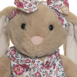 Knuffel konijn met bloemetjes jurk en strik Teddykompaniet Daisy rood (33cm)