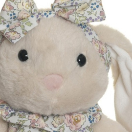 Knuffel konijn met bloemetjes jurk en strik Teddykompaniet Daisy creme (33cm)