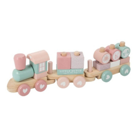 Houten speelgoed Little Dutch - Blokkentrein Adventure roze