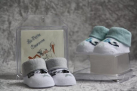 Babysokjes La Petite Couronne zwart met grijs