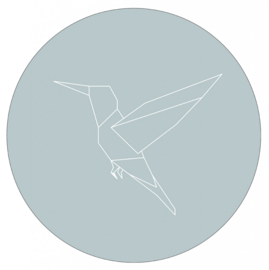 Muurcirkel geometrische kolibrie zeeblauw  28 cm, Label-R