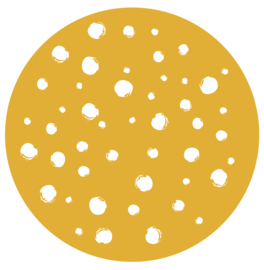 Muurcirkel dots okergeel  28 cm, Label-R
