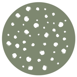 Muurcirkel dots olijfgroen  28 cm, Label-R