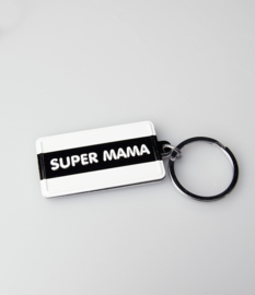 Super mama sleutelhanger, zwart/wit