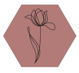 Muurhexagon tulp donkerroze, Label-R